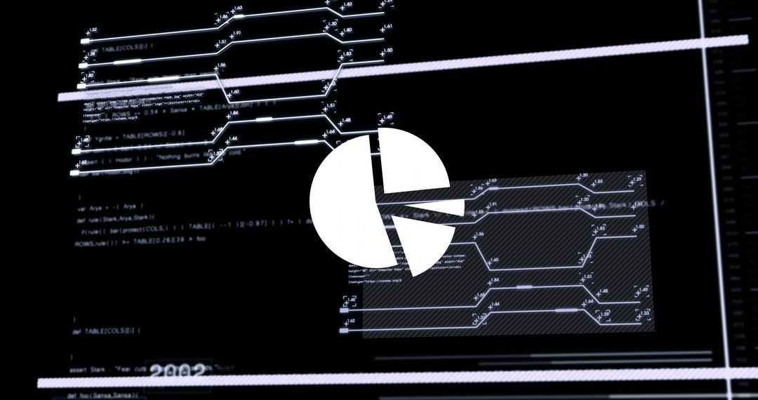 Digital Data Processing with Futuristic Pie Chart Display