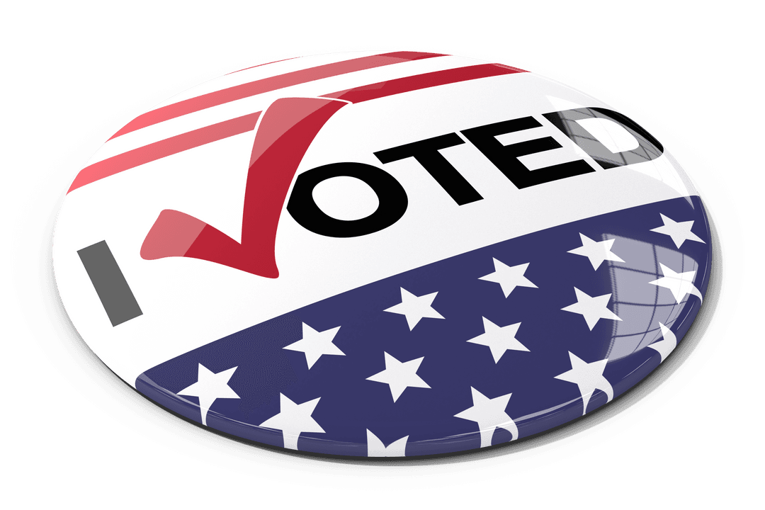 Transparent Badge with I Voted Text, Stars and Stripes Design