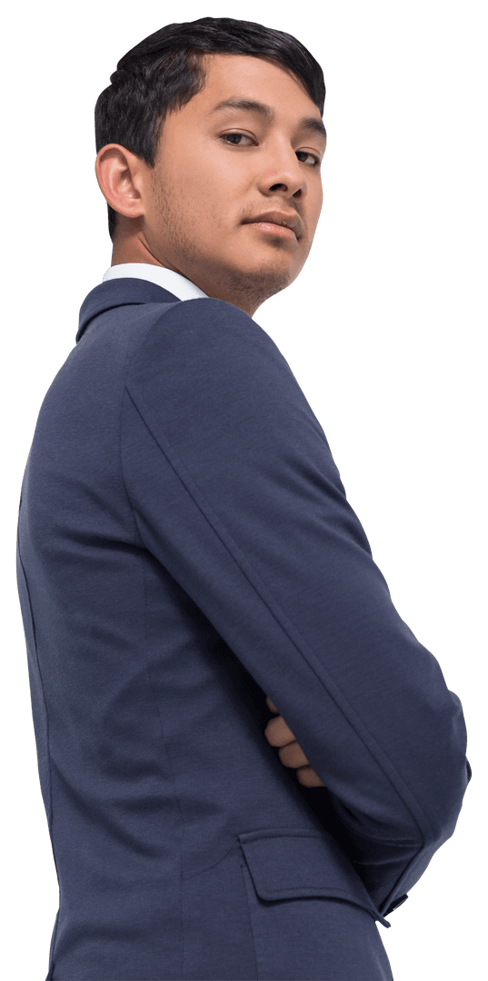 Unsmiling Confident Businessman Posing Transparent Background