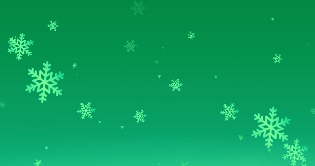 Snowflake Icons on Green Gradient Christmas Background