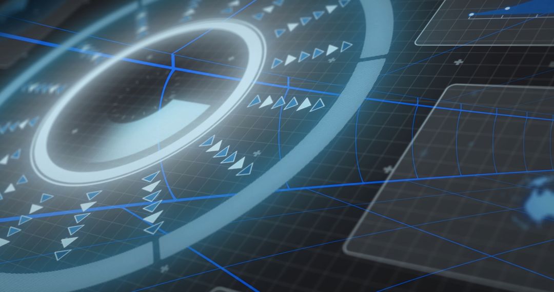 Futuristic Gauge on Glowing HUD Interface Display