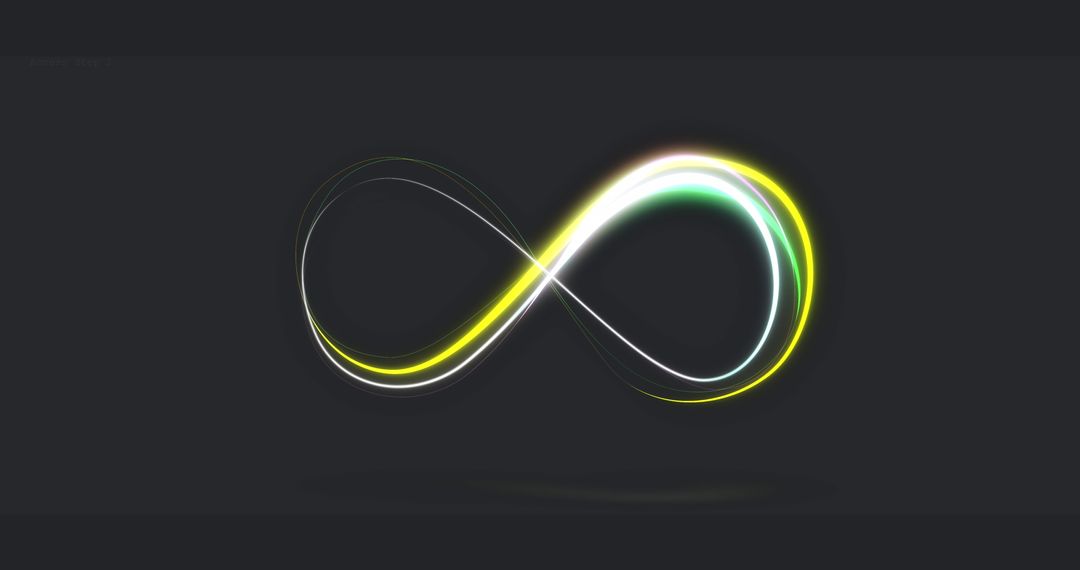 Neon Infinity Symbol with Light Trails Abstract Background