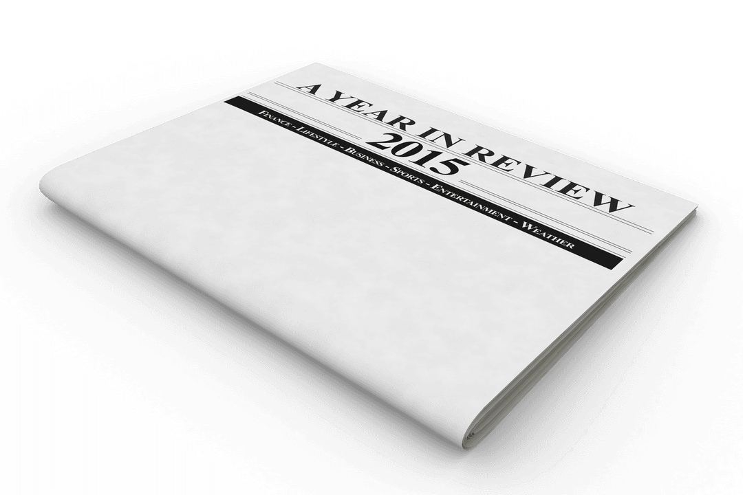 2015 Year in Review Newspaper on Transparent Background