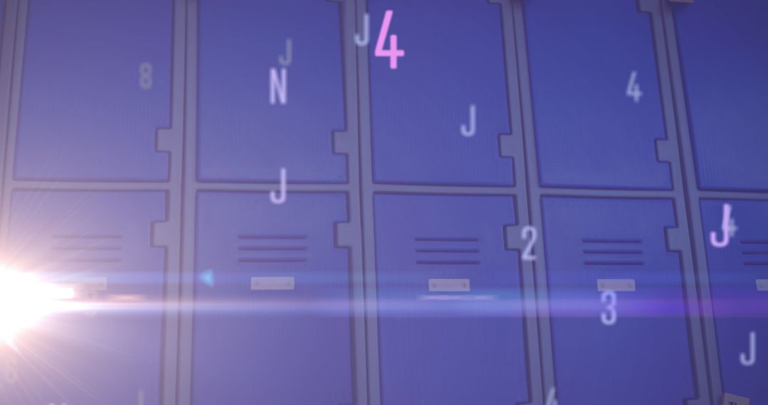 Blurred Lockers with Floating Numbers and Letters