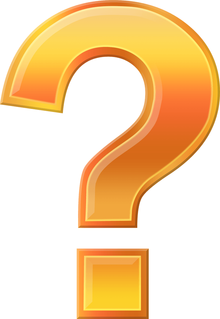 Transparent Vector Image of Shiny Yellow Question Mark Symbol