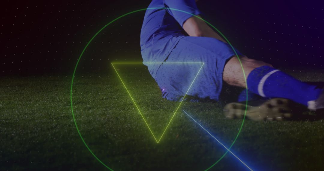 Neon Shapes Overlaying Soccer Player on Field