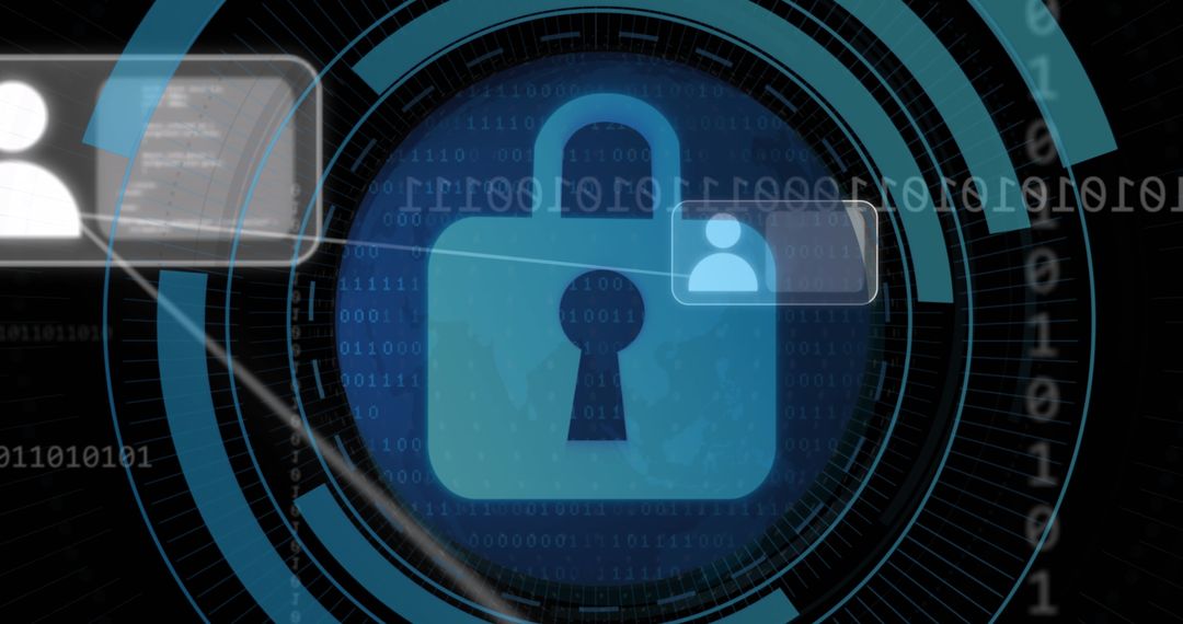 Cyber Security Concept with Digital Padlock Hologram