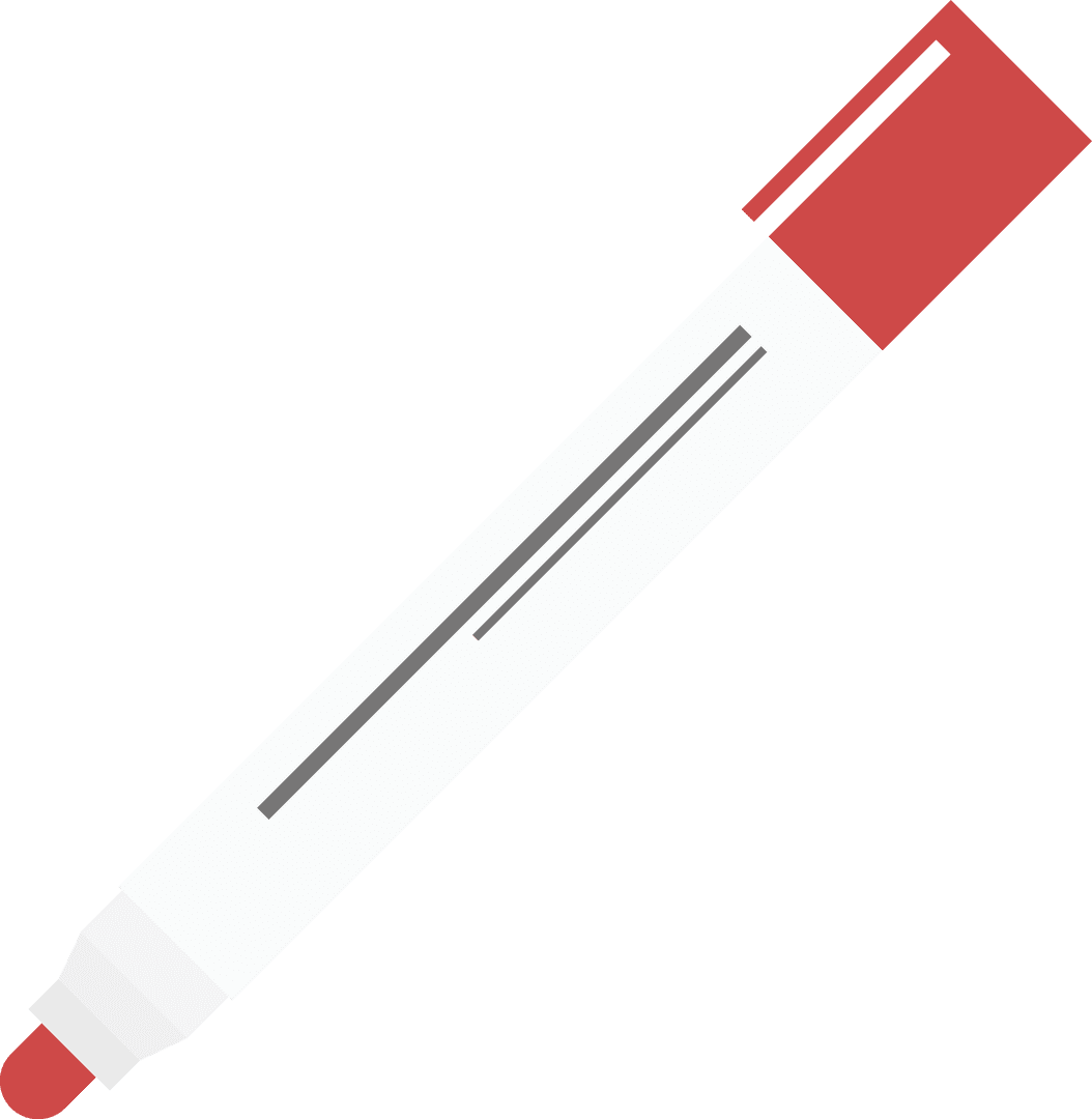 Red Marker Illustration on Transparent Background for Design