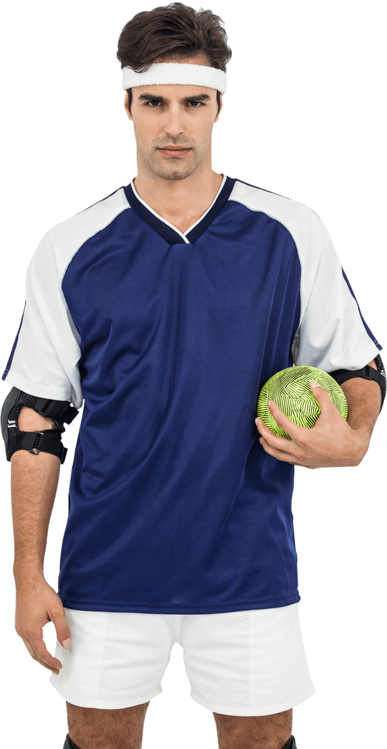 Transparent Image of Confident Sportsman with Ball Ready for Action