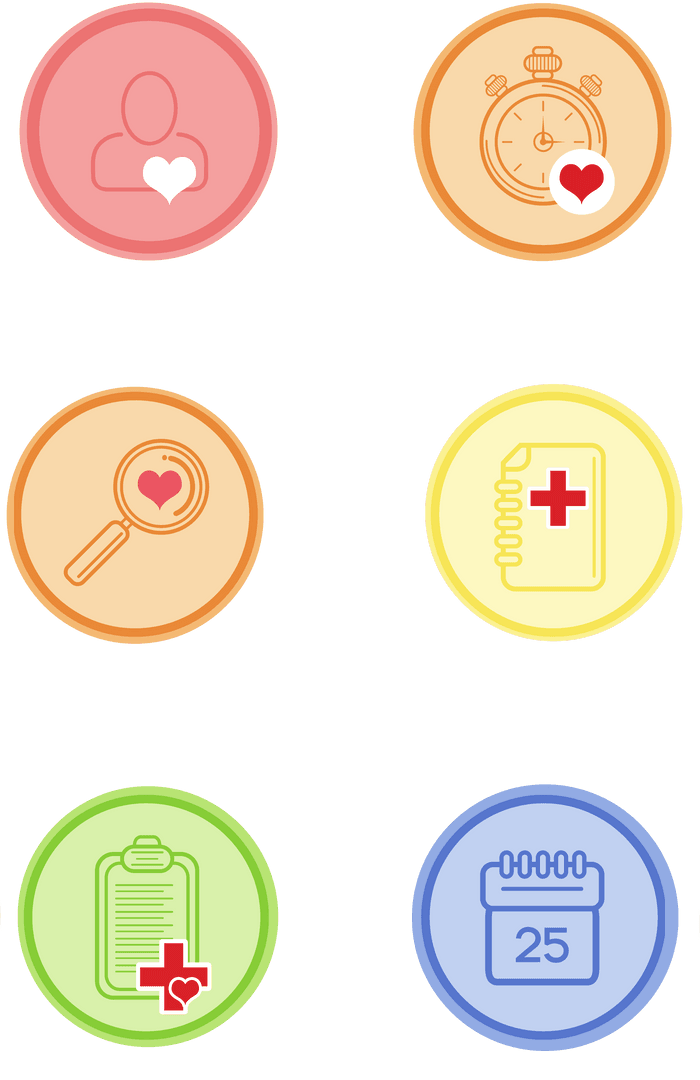 Colorful Health Icons on Transparent Background for Medical Concepts