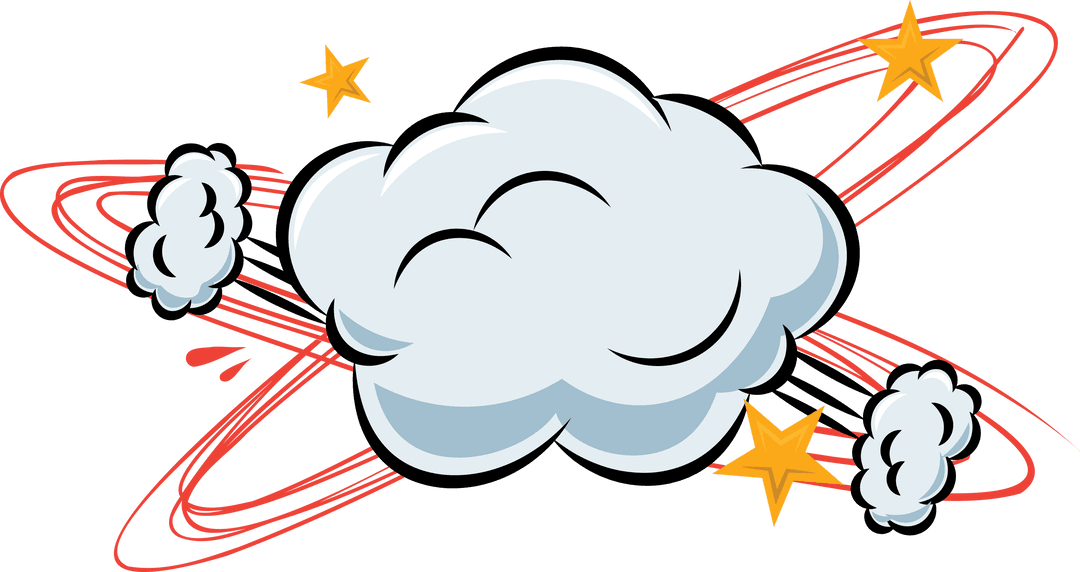 Stylized Cloud Illustration with Stars on Transparent Background