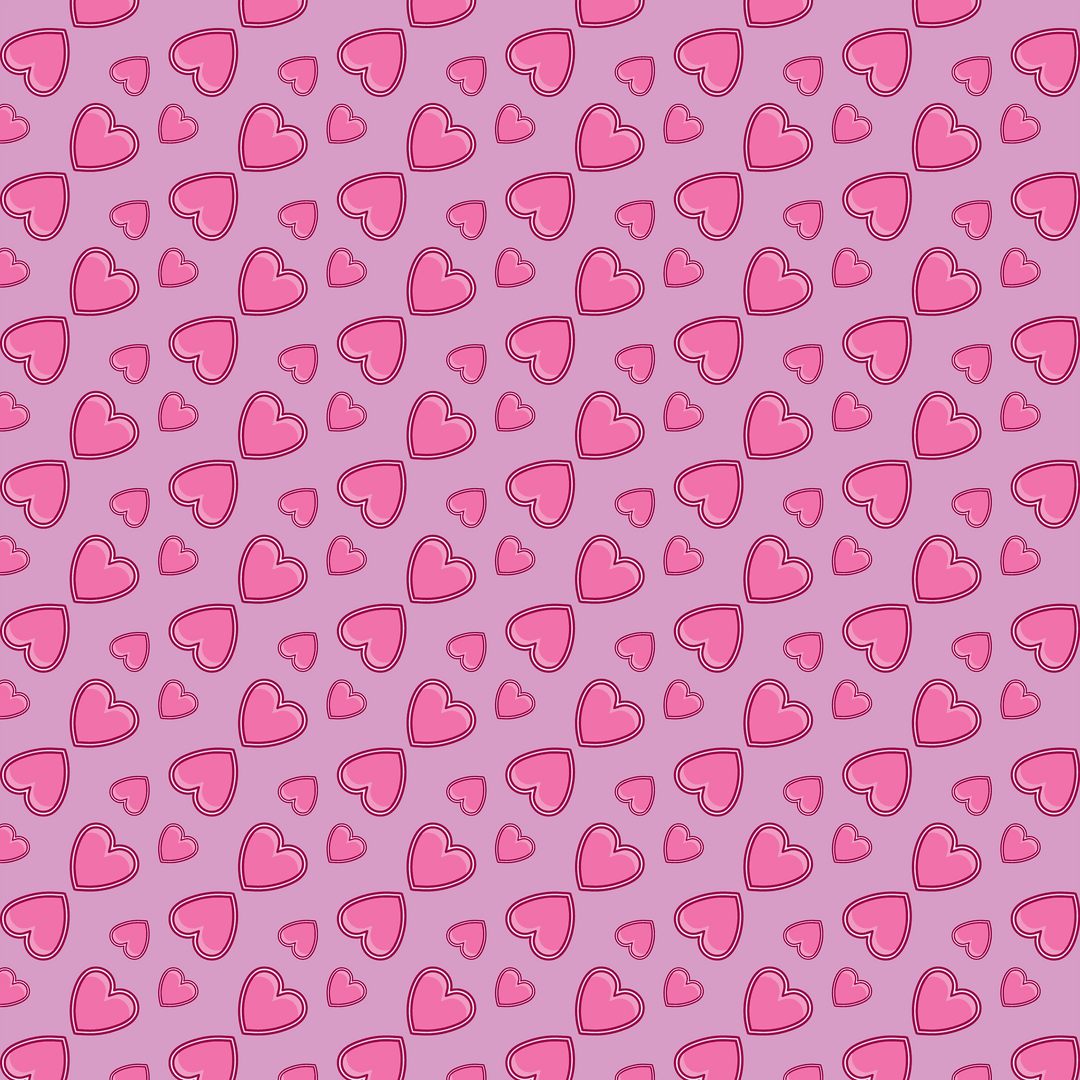 Seamless Pink Hearts Pattern on Transparent Background