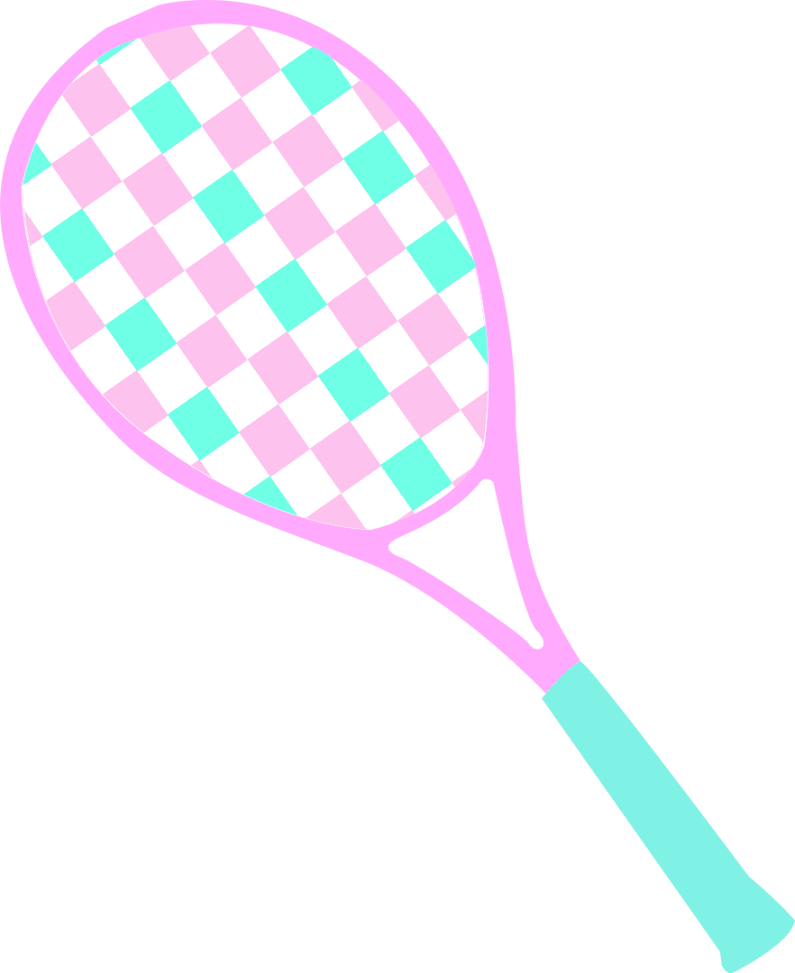 Pastel Checkered Tennis Racket Vector on Transparent Background