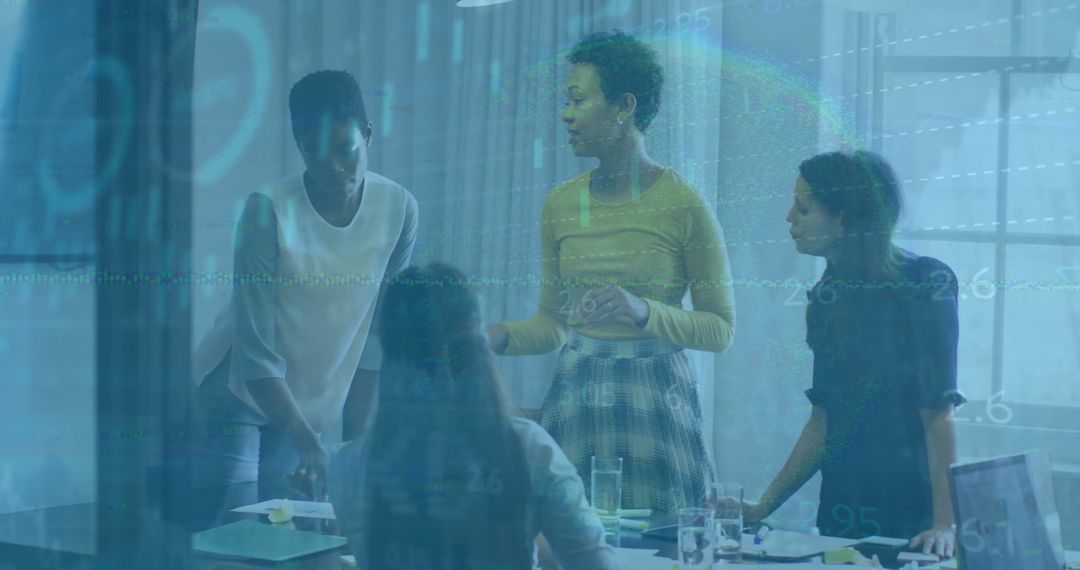 Diverse Team Collaborating with Digital Financial Analytics