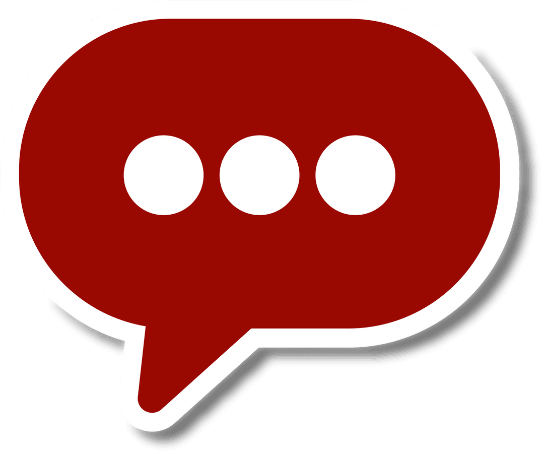 Red Speech Bubble Icon on Transparent Background