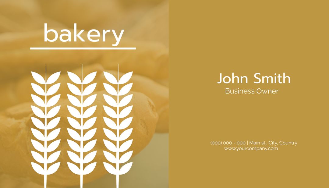 Elegant Bakery Business Card with Wheat Motif and Contact Information - Download Free Stock Templates Pikwizard.com