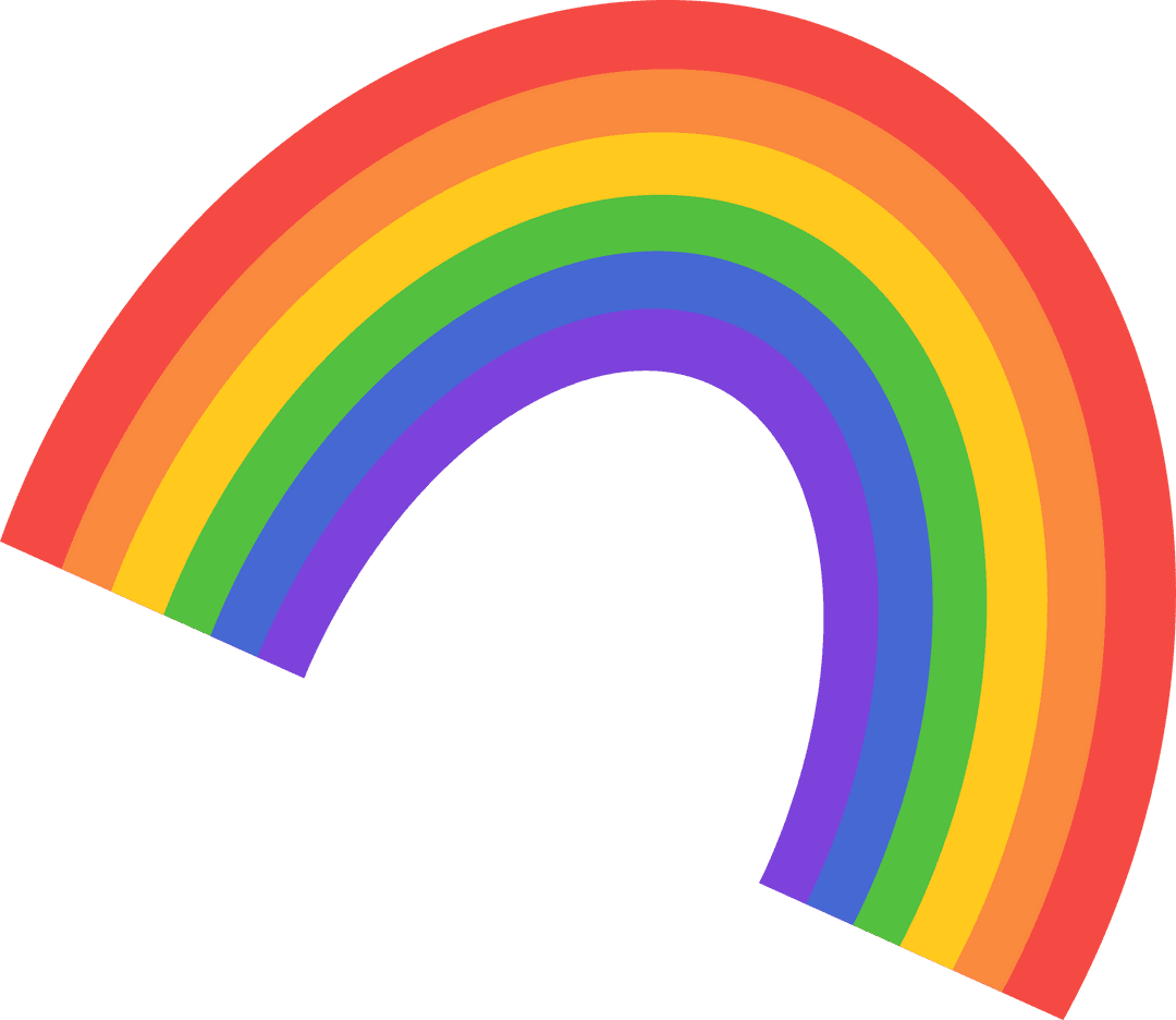 Vibrant Six-Color Rainbow Arc with Transparent Background