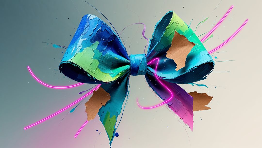 Colorful Abstract Bow with Neon Highlights