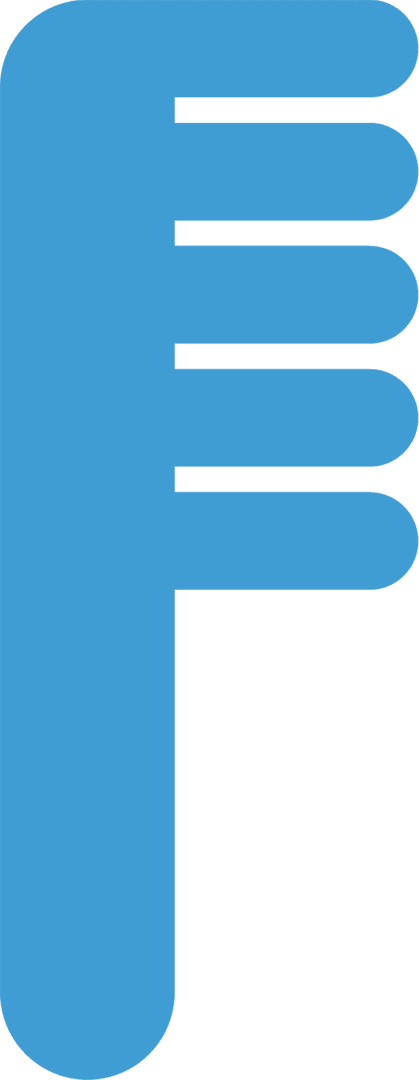 Blue Hair Comb Symbol on Transparent Background