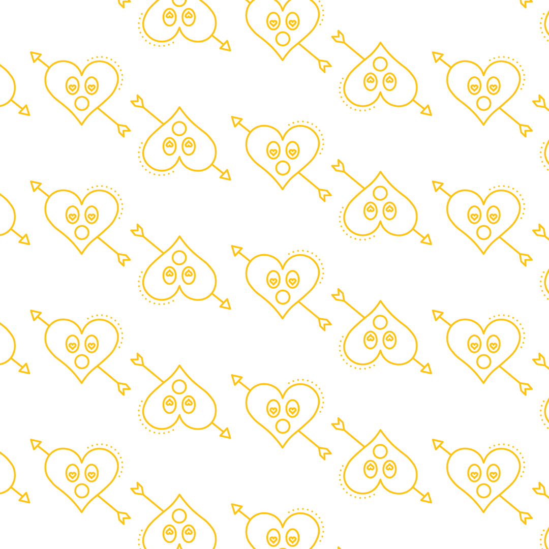 Golden Heart Pattern Seamless Transparent Background Style