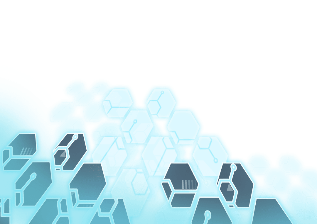 Futuristic Blue Hexagon Network on Transparent Background