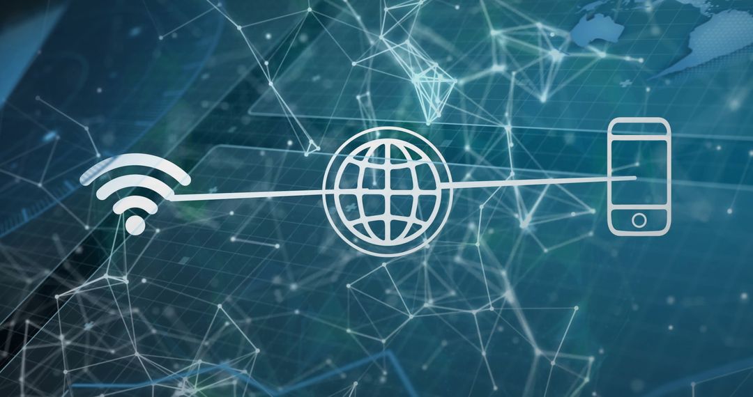 Smartphone and Wi-Fi Connectivity Over Digital Network Background