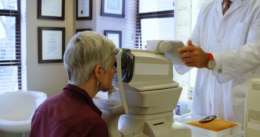 Senior Woman Receiving Eye Examination in Doctor's Office - Free Images, Stock Photos and Pictures on Pikwizard.com