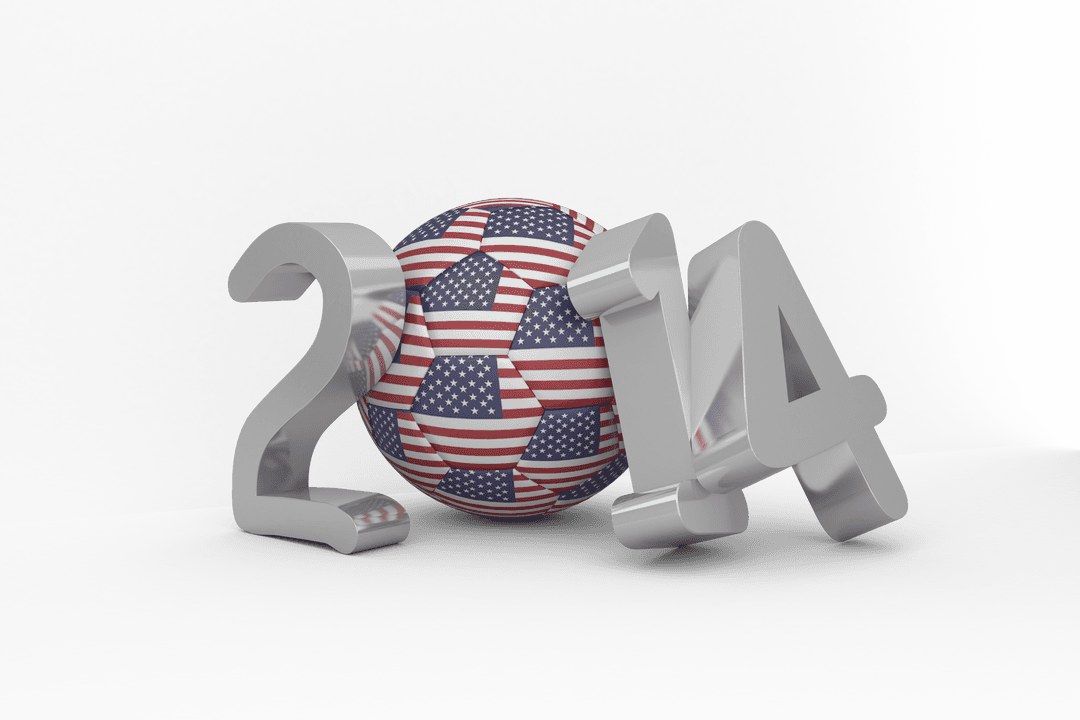 2014 Metallic Text with American Flag Sphere on Transparent Background
