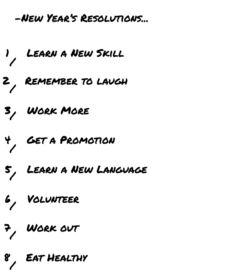 New Year Resolutions List on Transparent Background