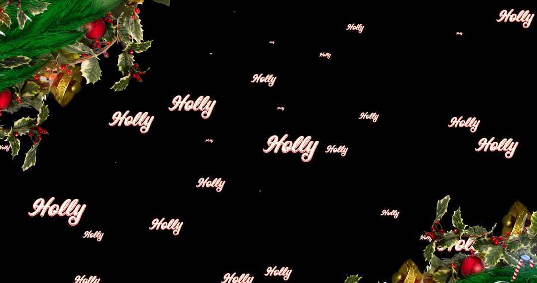 Festive Pattern Holly Text Design with Christmas Wreath