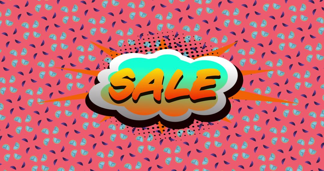 Vibrant Retro Sale Graphic with Patterned Background