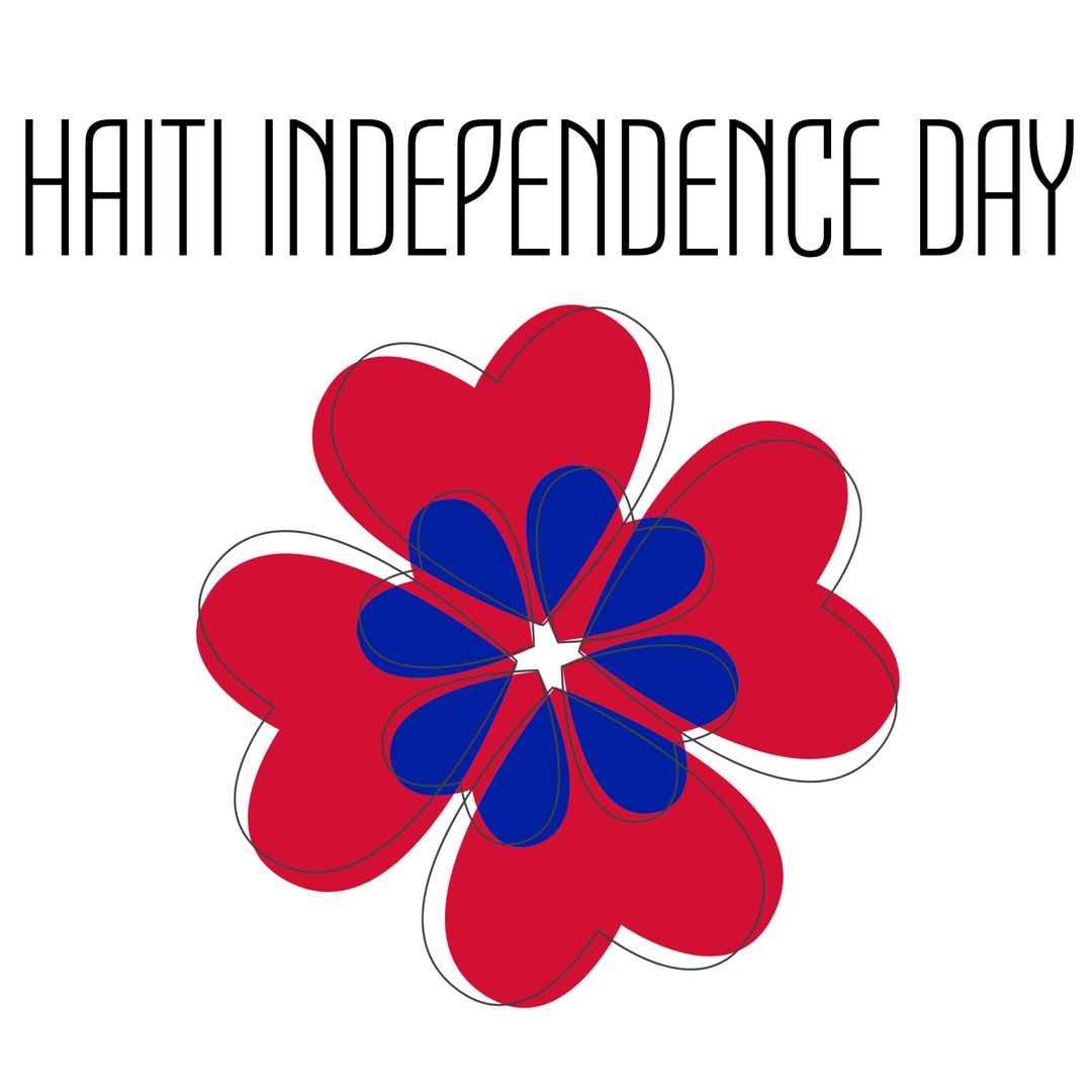 Haiti Independence Day Celebration Graphic with Red Blue Flower
