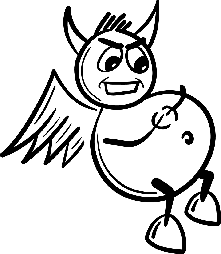 Vector Silhouette of Black Imp Creature on Transparent Background