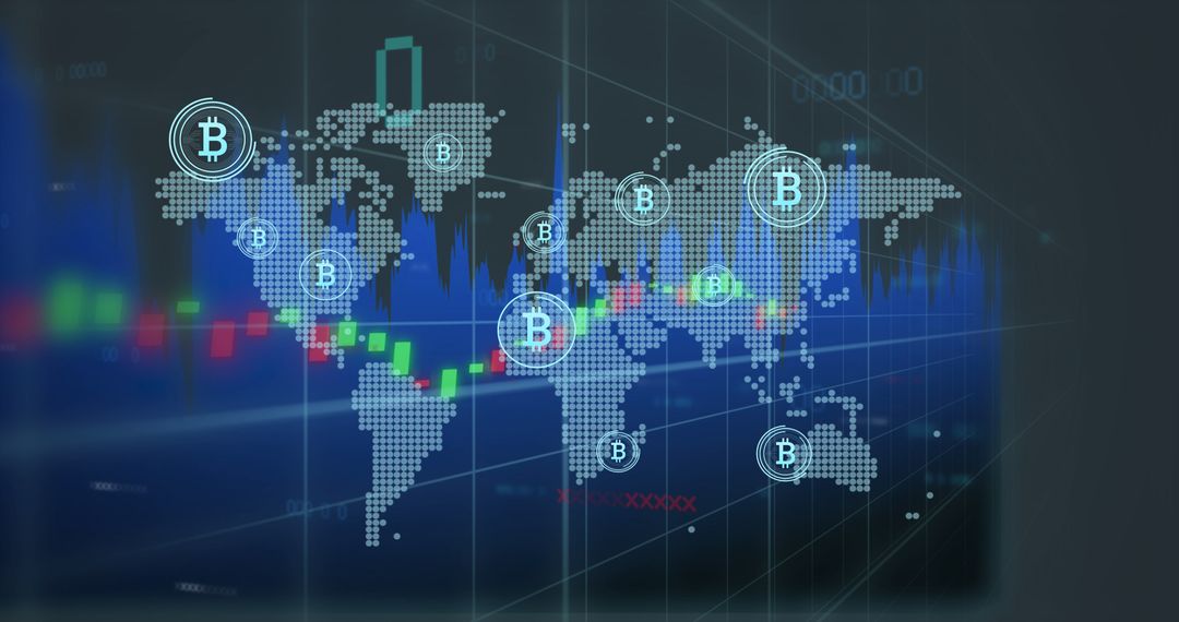 Global Bitcoin Trading Network Abstract Concept
