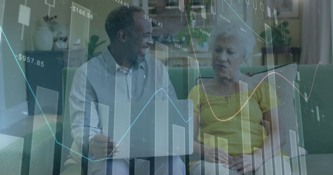 Senior Couple Analyzing Financial Data on Laptop at Home