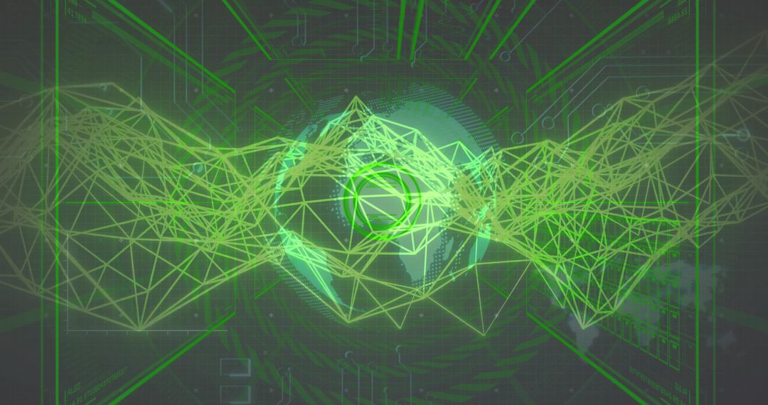 Futuristic Digital Globe with Wireframe Mesh Waves