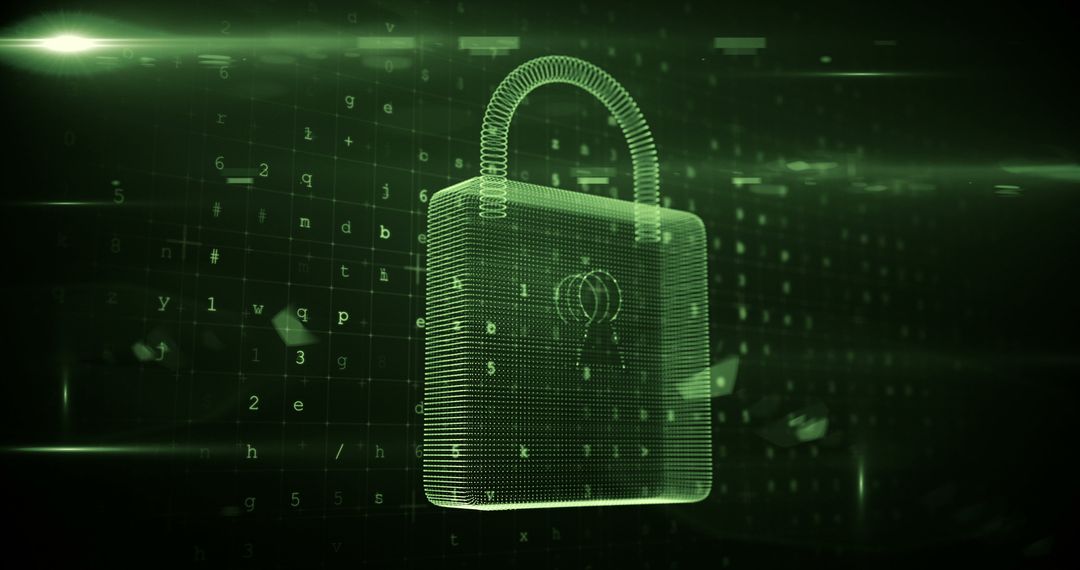 Futuristic Digital Padlock in High-Tech Cyber Environment