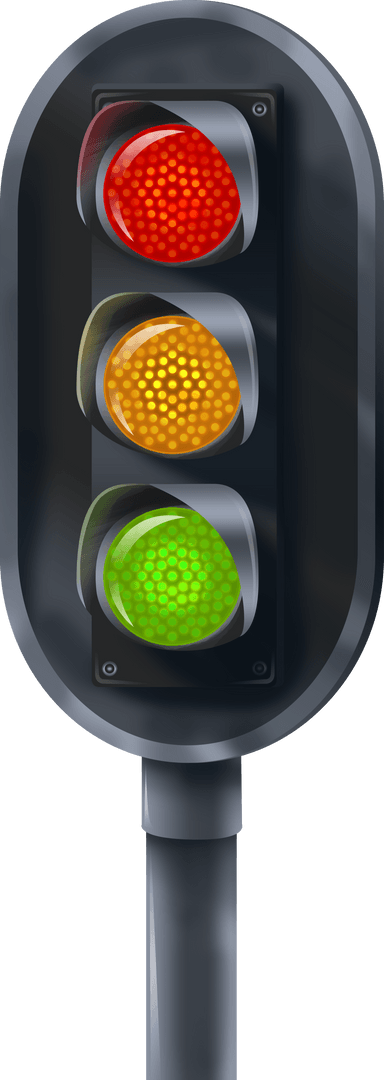Digital Illustration of Traffic Light on Transparent Background