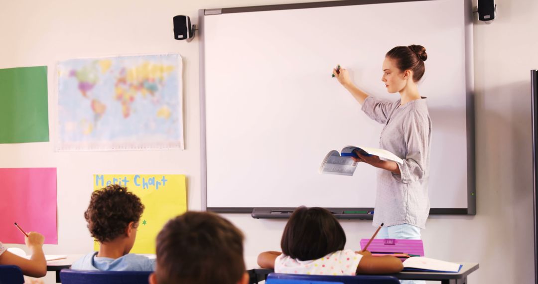 Teacher Lectures While Students Display Mischievous Classroom Behavior