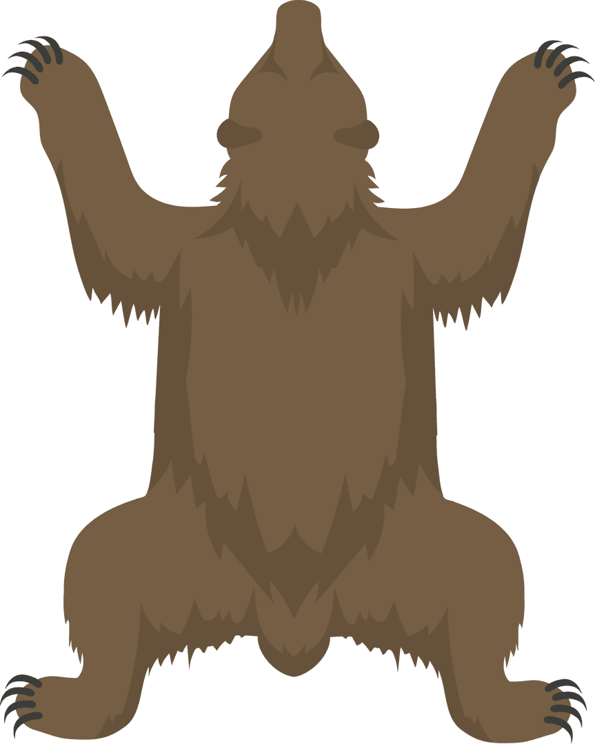 Transparent Brown Bear Hide Rug Design with Claws Visible