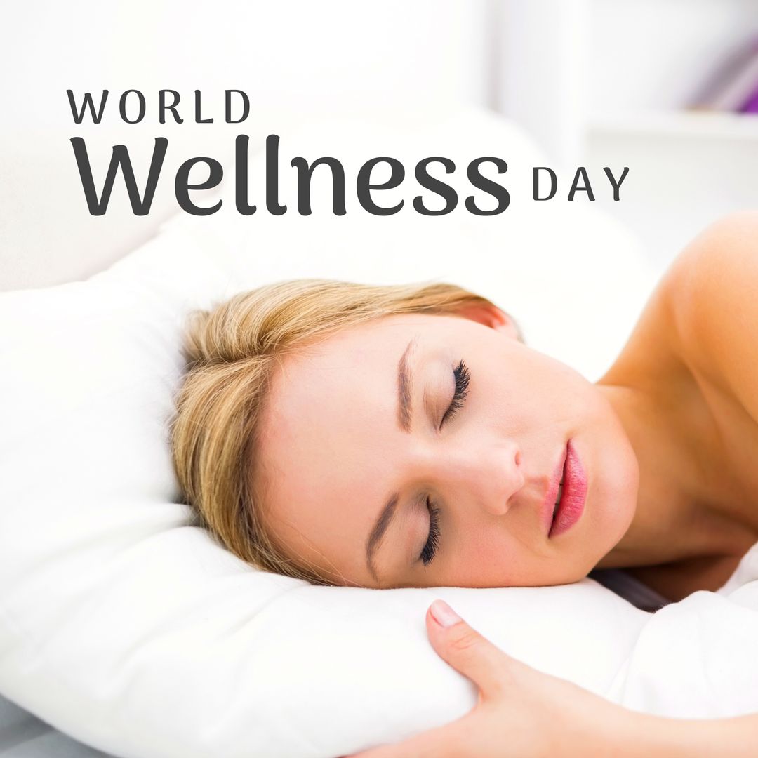 Peaceful Sleep Woman Celebrates World Wellness Day
