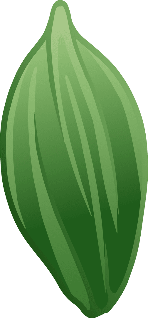 Green Pod with Gradient Stripes on Transparent Background
