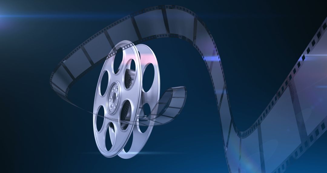 Classic Film Reel with Unwinding Filmstrip on Digital Background - Free Images, Stock Photos and Pictures on Pikwizard.com