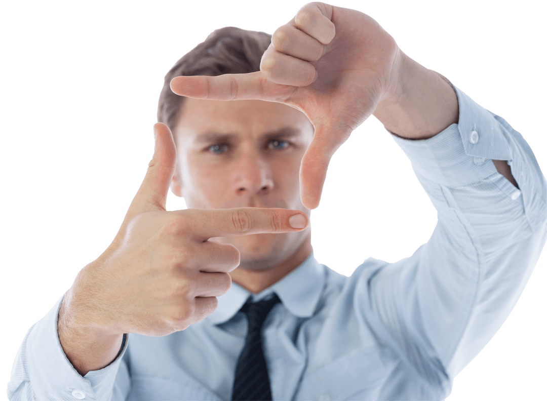Transparent Businessman Framing Concept with Hands
