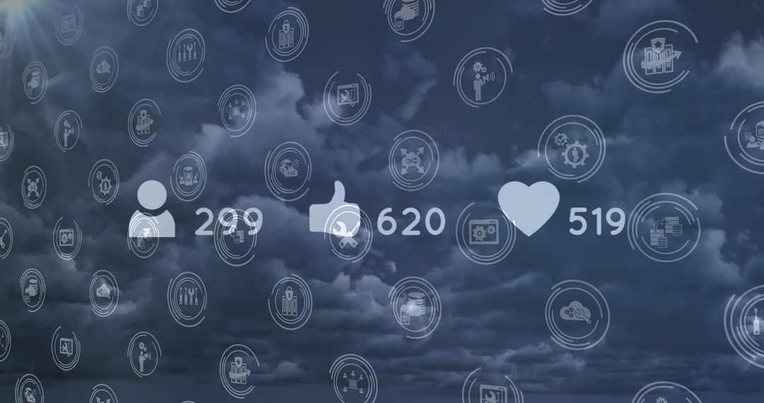 Abstract Social Media Reactions Against Cloudy Sky