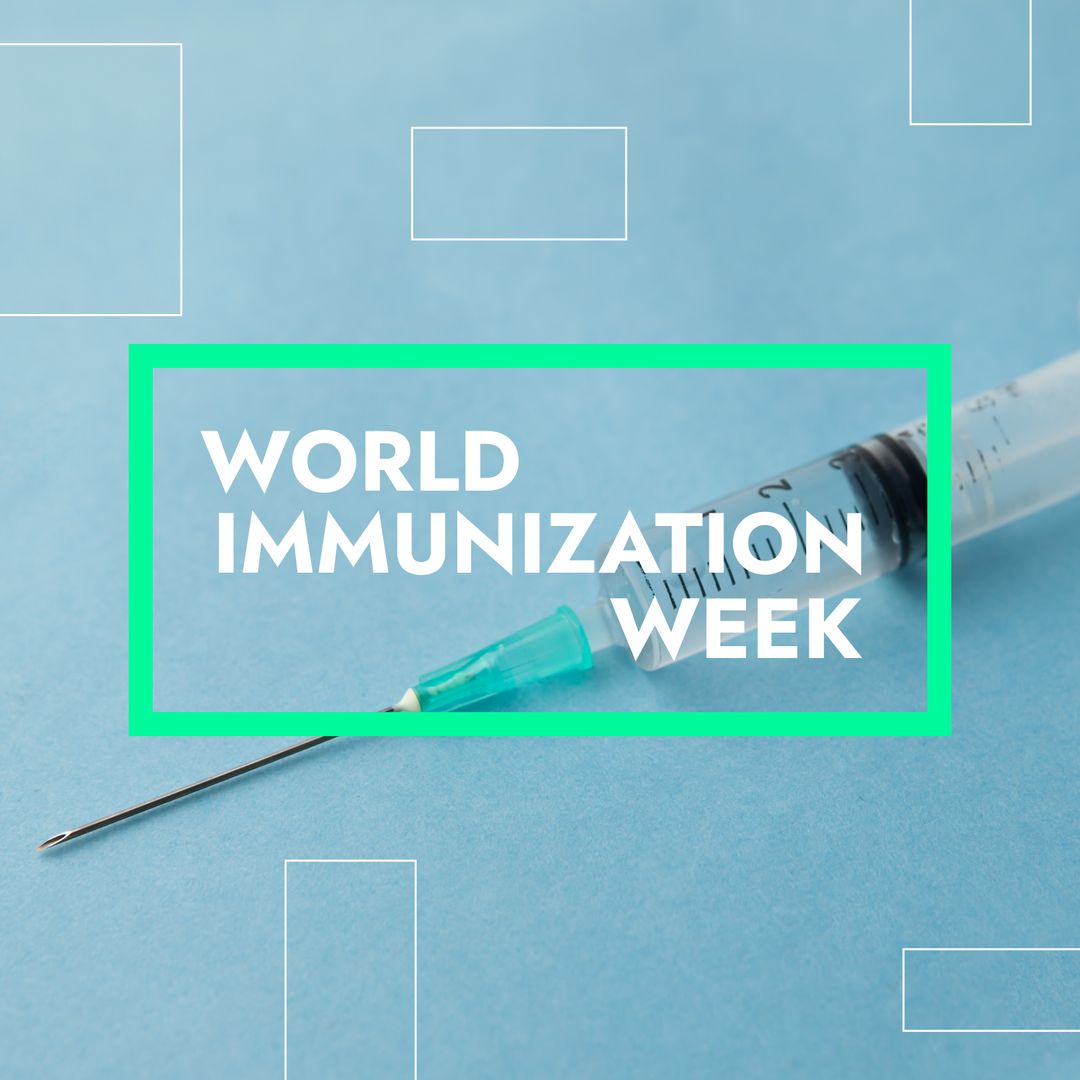 World Immunization Week Campaign with Syringe on Blue Background - Download Free Stock Templates Pikwizard.com