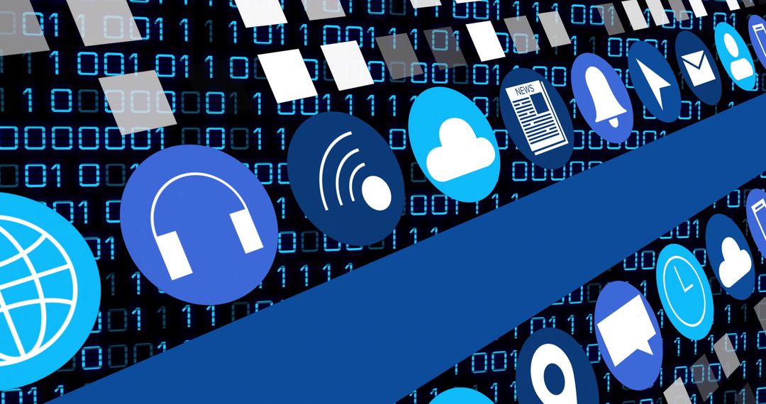 Digital Networking and Connectivity with Futuristic Icons