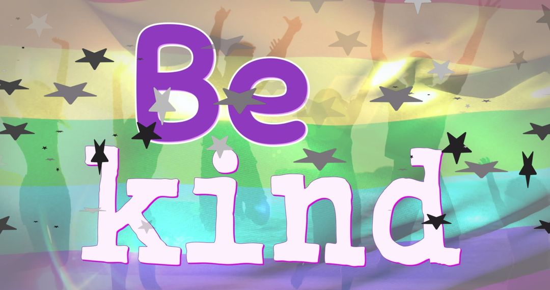 Be Kind Message Over Rainbow Flag Celebrating LGBTQ Pride