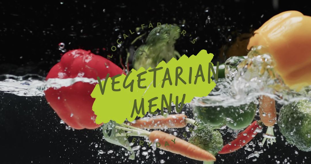 Vegetarian Menu with Fresh Vegetables Splashing Underwater