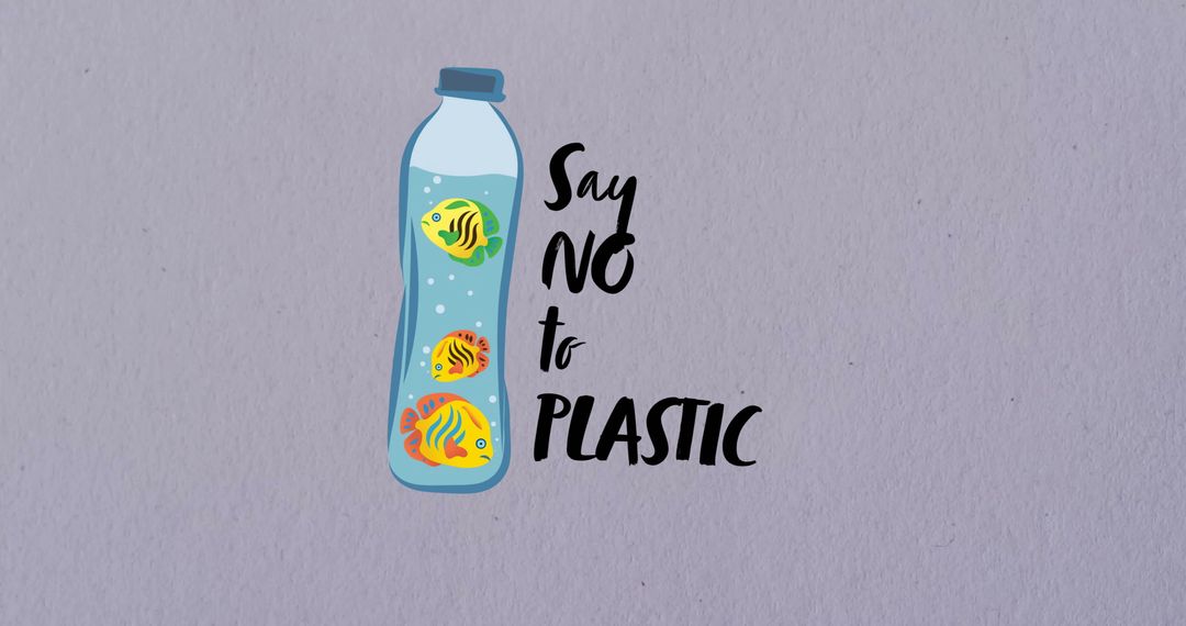 Say No to Plastic Awareness Design with Fish in a Bottle - Free Images, Stock Photos and Pictures on Pikwizard.com